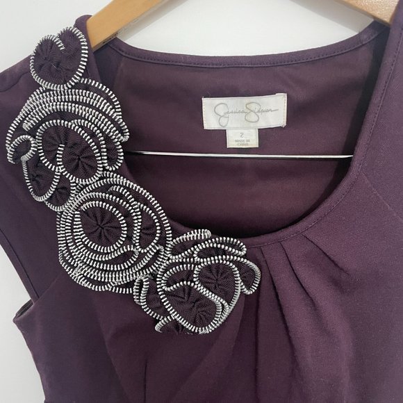 Jessica Simpson Plum Dress with Floral Detail - Picture 2 of 3